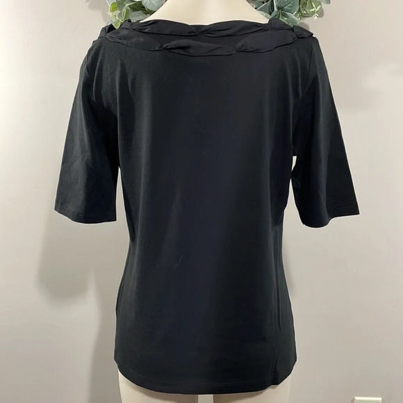 NWT Talbots Black Short Sleeve Top with Ribbon Neck Detail S - Picture 6 of 15